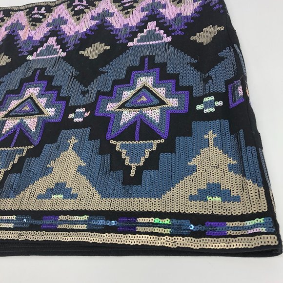 Express sequin tribal print mini skirt Large - Picture 7 of 9